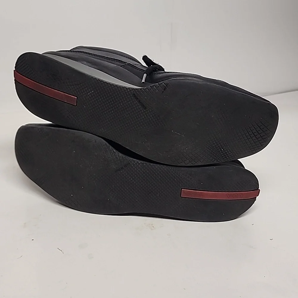 Prada black square toe lace up mens leather sneakers.  Made in Italy.  Quality. - Picture 6 of 12